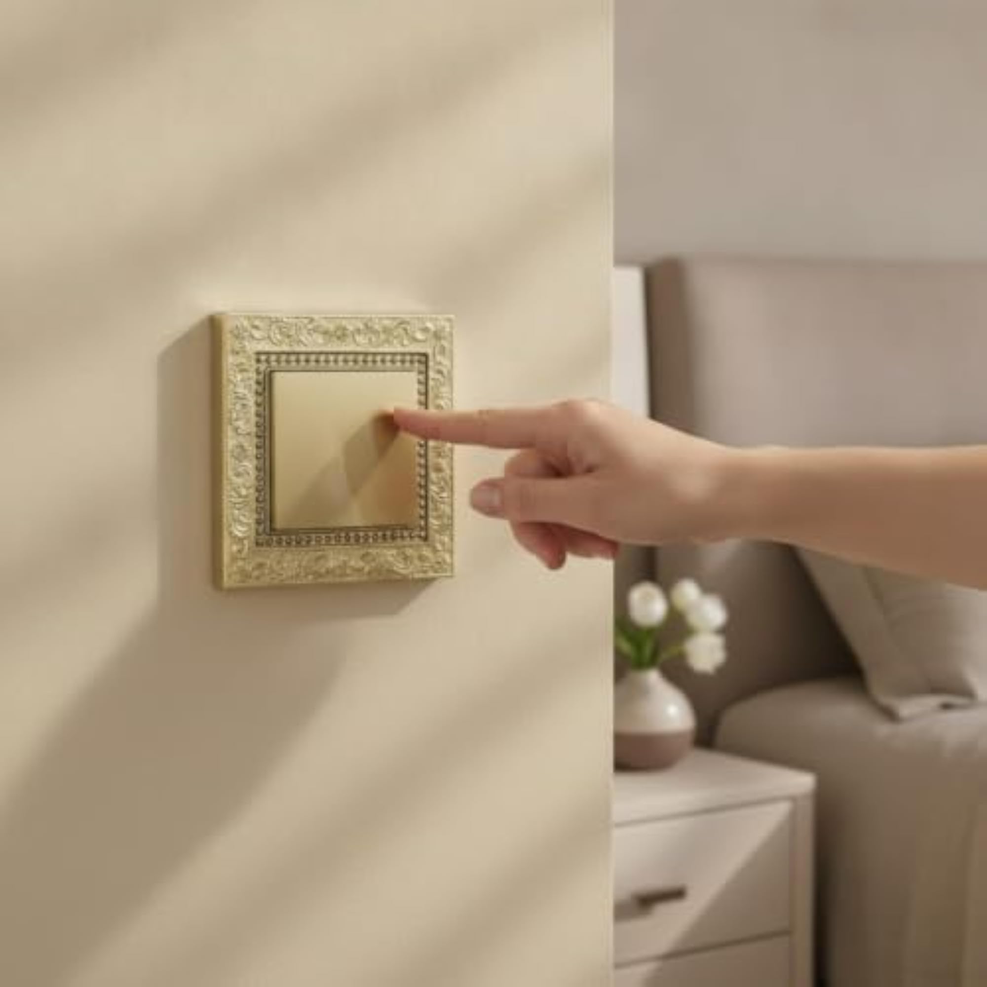 Embossed Switch Plate with Floral Border Gold-Tone